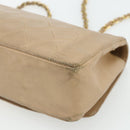 CHANEL Matelasse Chain Shoulder Bag Lamb Skin Beige Gold CC Auth 179717A-12