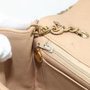 CHANEL Matelasse Chain Shoulder Bag Lamb Skin Beige Gold CC Auth 179717A-19