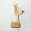 CHANEL Matelasse Chain Shoulder Bag Lamb Skin Beige Gold CC Auth 179717A-23
