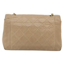 CHANEL Matelasse Chain Shoulder Bag Lamb Skin Beige Gold CC Auth 179717A-3