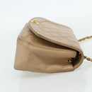 CHANEL Matelasse Chain Shoulder Bag Lamb Skin Beige Gold CC Auth 179717A-5