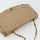 CHANEL Matelasse Ketten-Umhängetasche Lammleder Beige Gold CC Auth 179717A-6