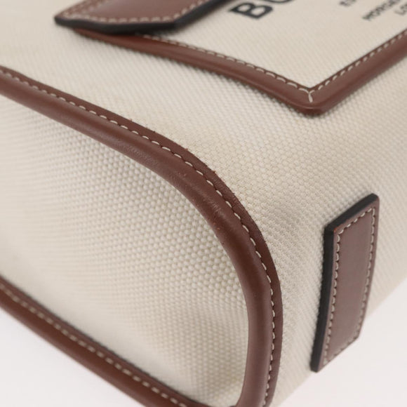 BURBERRY Hand Bag Canvas 2way Beige Gold Auth 179719A