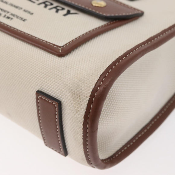 BURBERRY Hand Bag Canvas 2way Beige Gold Auth 179719A