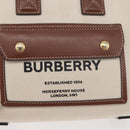 BURBERRY Hand Bag Canvas 2way Beige Gold Auth 179719A-16