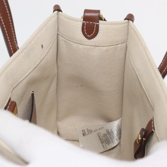 BURBERRY Hand Bag Canvas 2way Beige Gold Auth 179719A