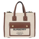 BURBERRY Hand Bag Canvas 2way Beige Gold Auth 179719A-2