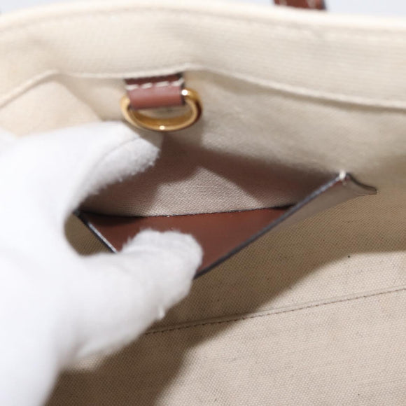 BURBERRY Hand Bag Canvas 2way Beige Gold Auth 179719A