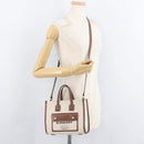 BURBERRY Hand Bag Canvas 2way Beige Gold Auth 179719A-24