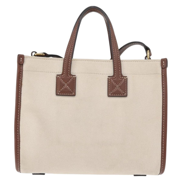 BURBERRY Hand Bag Canvas 2way Beige Gold Auth 179719A