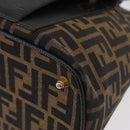 FENDI Zucca Canvas Hand Bag Black Brown Auth 179721A-14