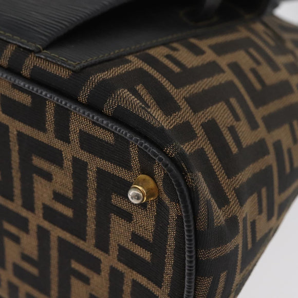 FENDI Zucca Canvas Hand Bag Black Brown Auth 179721A