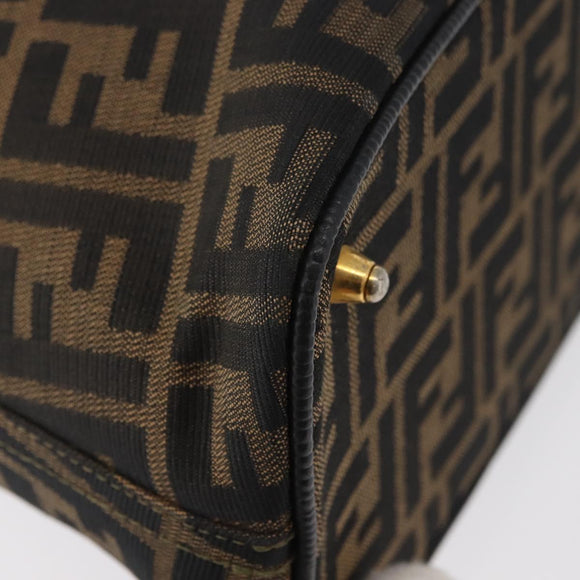 FENDI Zucca Canvas Hand Bag Black Brown Auth 179721A