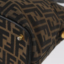 FENDI Zucca Canvas Hand Bag Black Brown Auth 179721A-16