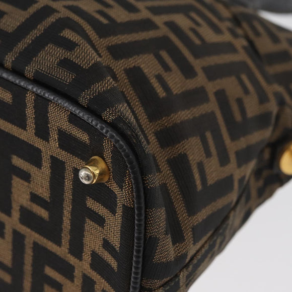 FENDI Zucca Canvas Hand Bag Black Brown Auth 179721A