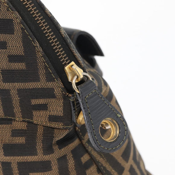FENDI Zucca Canvas Hand Bag Black Brown Auth 179721A