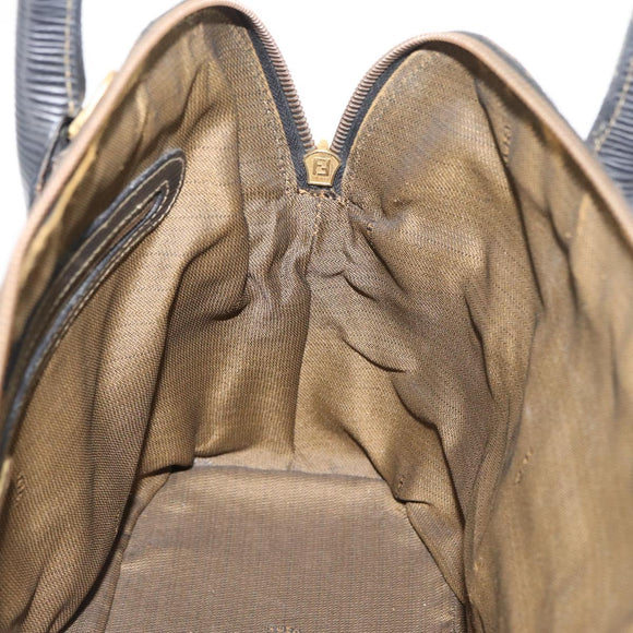 FENDI Zucca Canvas Hand Bag Black Brown Auth 179721A