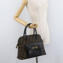 FENDI Zucca Canvas Hand Bag Black Brown Auth 179721A-25