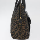 FENDI Zucca Canvas Hand Bag Black Brown Auth 179721A-4