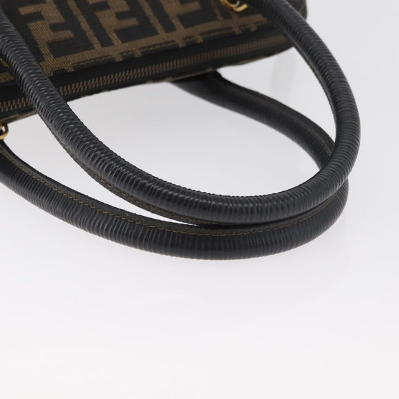 FENDI Zucca Canvas Hand Bag Black Brown Auth 179721A