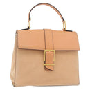 CELINE Hand Bag Leather Beige Gold Auth 179724A-1