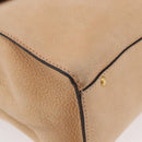 CELINE Hand Bag Leather Beige Gold Auth 179724A-11