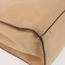 CELINE Hand Bag Leather Beige Gold Auth 179724A-13