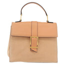 CELINE Hand Bag Leather Beige Gold Auth 179724A-2