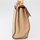 CELINE Hand Bag Leather Beige Gold Auth 179724A-6