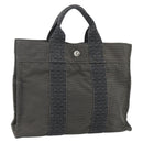 HERMES Her Line Tote PM Tote Bag Canvas Gray Silver Auth 179727A-1