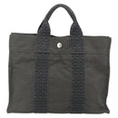 HERMES Her Line Tote PM Tote Bag Canvas Gray Silver Auth 179727A-13