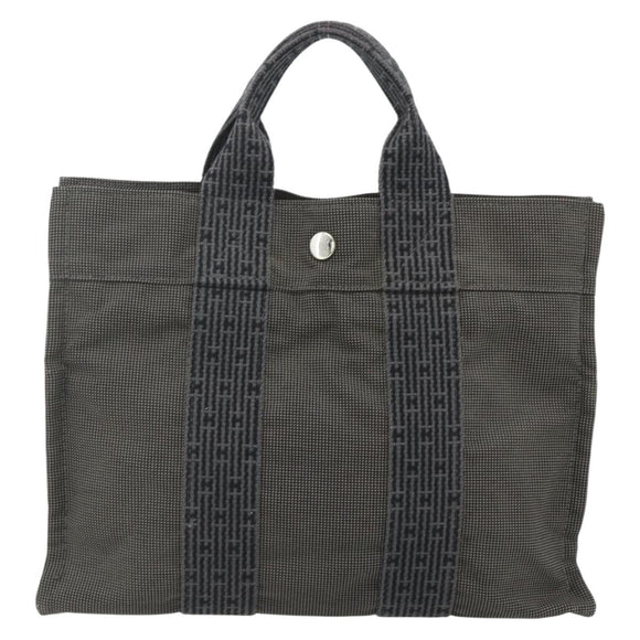 HERMES Her Line Tote PM Tote Bag Canvas Gray Silver Auth 179727A