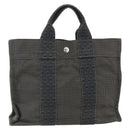 HERMES Her Line Tote PM Tote Bag Canvas Gray Silver Auth 179727A-2