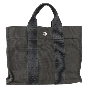 HERMES Her Line Tote PM Tote Bag Canvas Gray Silver Auth 179727A - 0