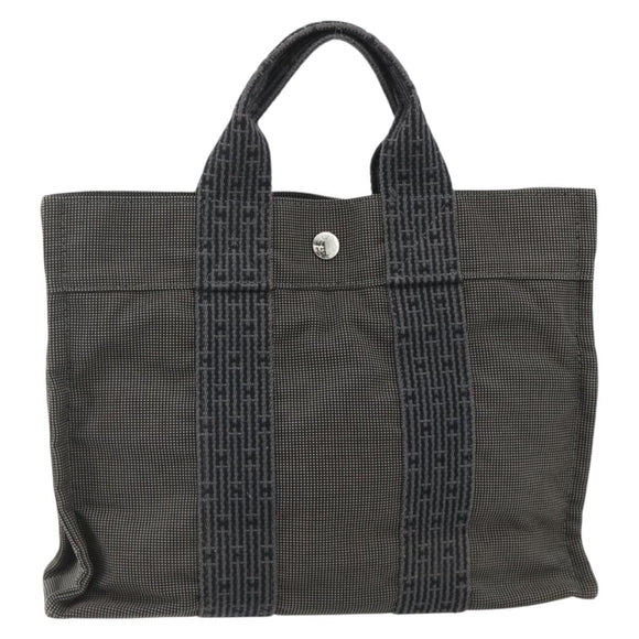HERMES Her Line Tote PM Tote Bag Canvas Gray Silver Auth 179727A