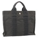 HERMES Her Line Tote PM Tote Bag Canvas Gray Silver Auth 179728A-1