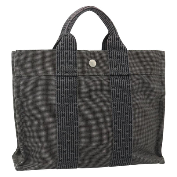 HERMES Her Line Tote PM Tote Bag Canvas Gray Silver Auth 179728A