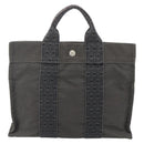 HERMES Her Line Tote PM Tote Bag Canvas Gray Silver Auth 179728A-2