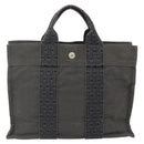 HERMES Her Line Tote PM Tote Bag Canvas Gray Silver Auth 179728A-3