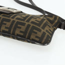 FENDI Zucca Canvas Mamma Baguette Shoulder Bag Black Brown Auth 179729-11