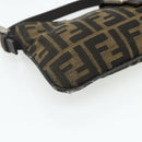 FENDI Zucca Canvas Mamma Baguette Shoulder Bag Black Brown Auth 179729-12