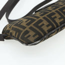 FENDI Zucca Canvas Mamma Baguette Shoulder Bag Black Brown Auth 179729-14
