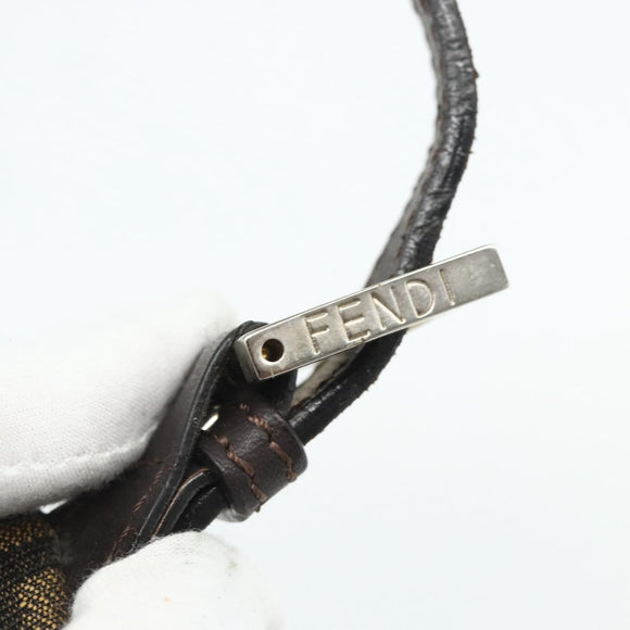 FENDI Zucca Canvas Mamma Baguette Shoulder Bag Black Brown Auth 179729