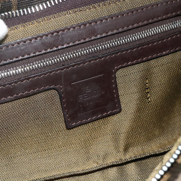 FENDI Zucca Canvas Mamma Baguette Shoulder Bag Black Brown Auth 179729