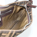 FENDI Zucca Canvas Mamma Baguette Shoulder Bag Black Brown Auth 179729-19