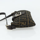FENDI Zucca Canvas Mamma Baguette Shoulder Bag Black Brown Auth 179729-4