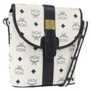MCM Vicetos Logogram Shoulder Bag PVC Leather White Gold Auth 179730-1
