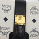 MCM Vicetos Logogram Shoulder Bag PVC Leather White Gold Auth 179730-14