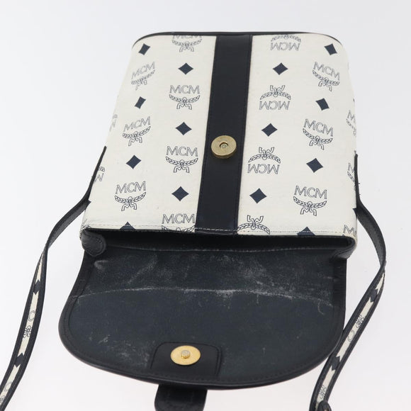 MCM Vicetos Logogram Shoulder Bag PVC Leather White Gold Auth 179730