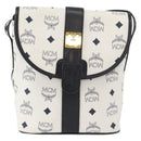 MCM Vicetos Logogram Shoulder Bag PVC Leather White Gold Auth 179730-2